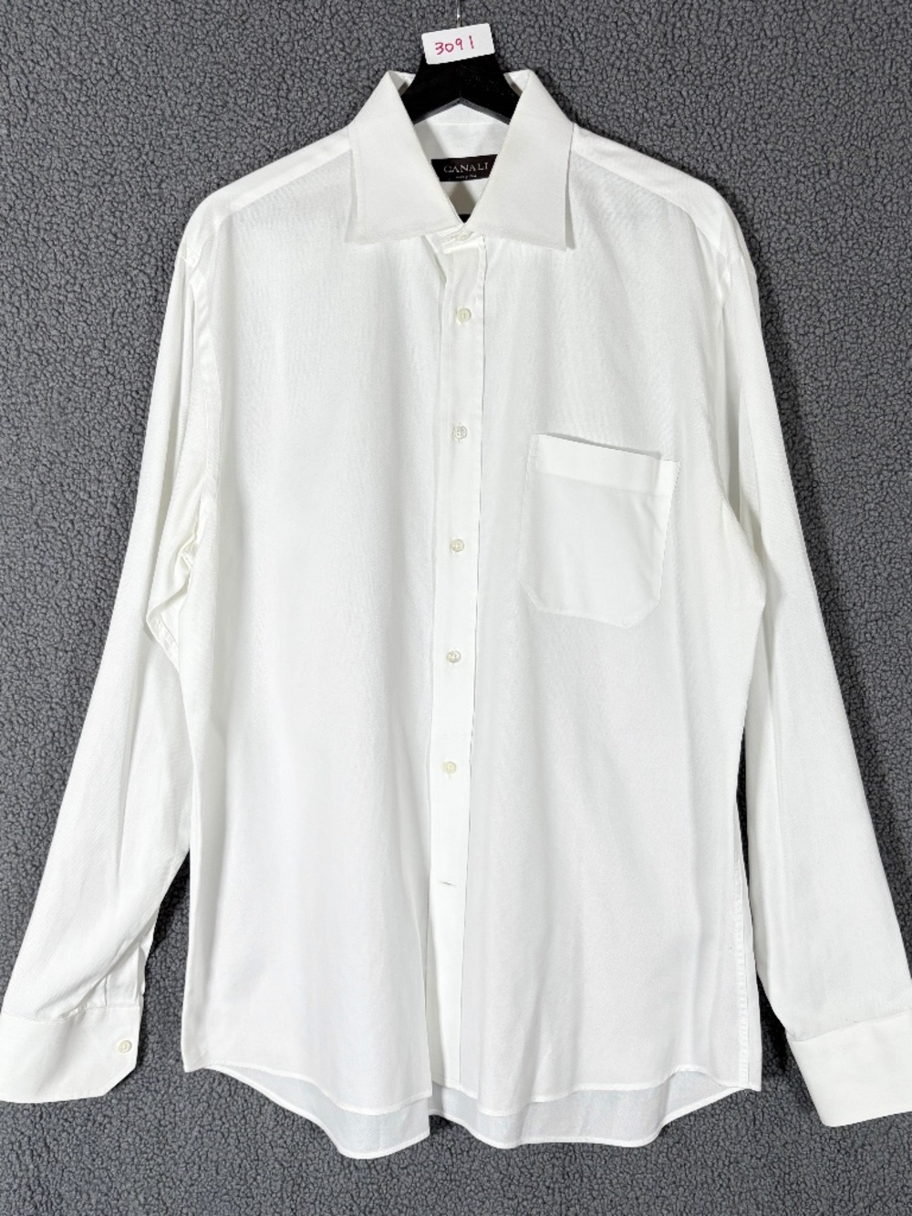 Canali Button Up Long Sleeve Formal Dress Shirt - Men's Size 42/16.5 - White